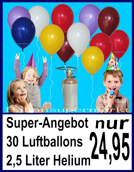 Super-Angebot: 30 Luftballons mit 2,5 Liter Helium nur 24,95 Euro